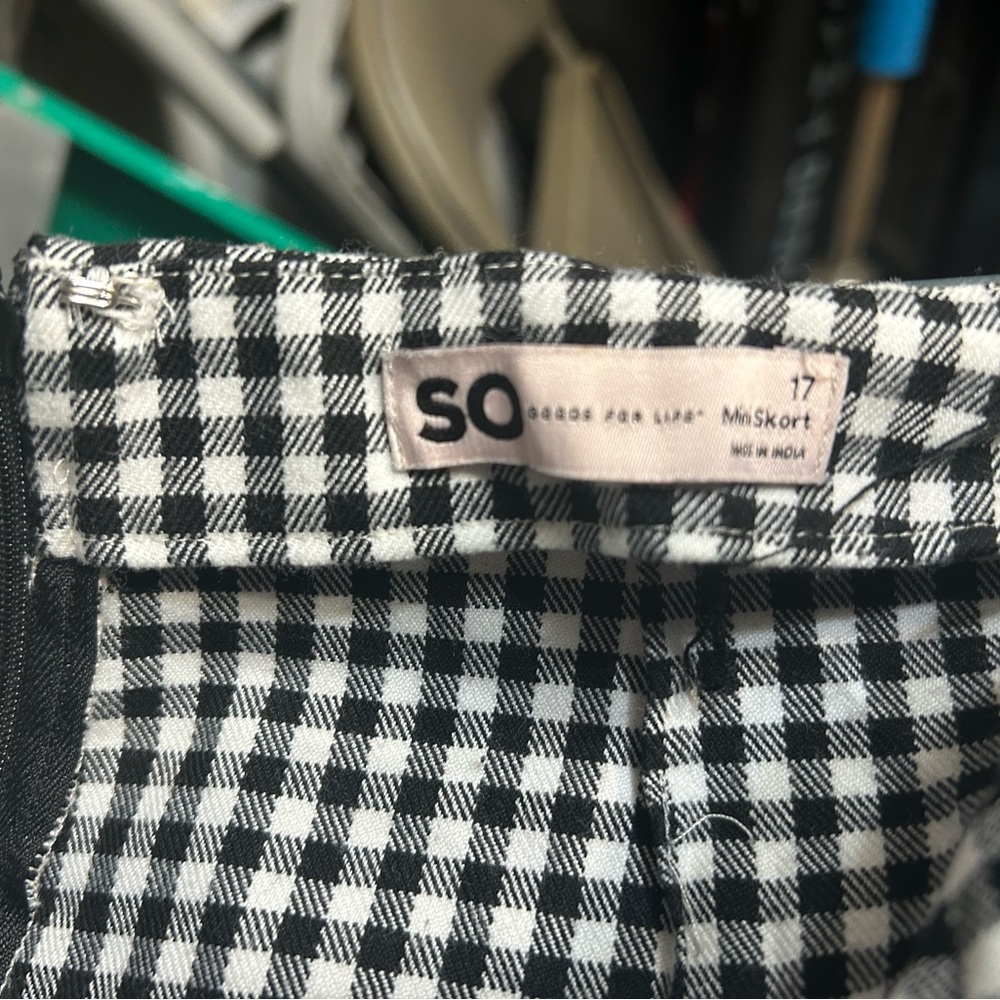 SO Checkered Black and White Skort